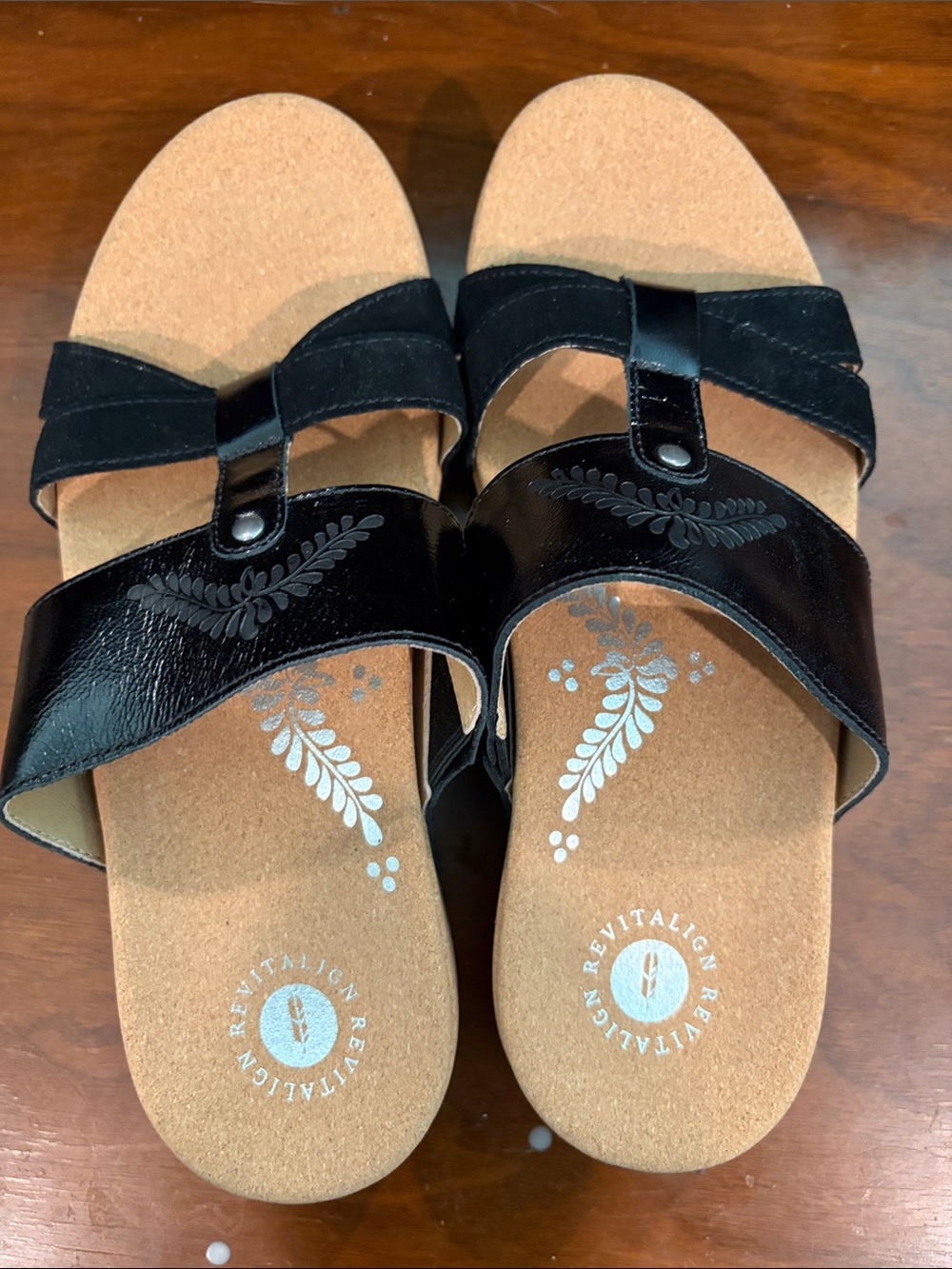 Revitalign Tooled Leather and Suede Platform Slide Sandals